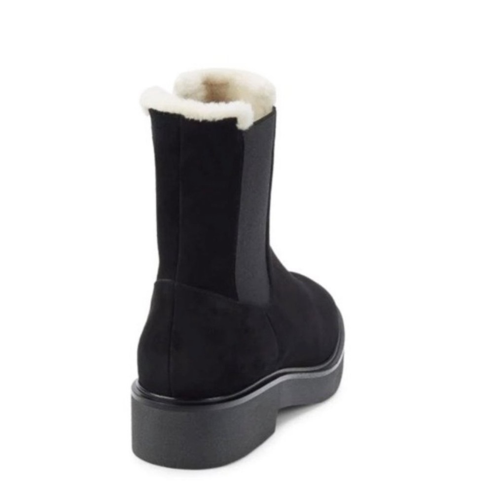 Stuart Weitzman Alpine Black Suede Chelsea Boots Faux Fur Lined Size 10 - Picture 6 of 12